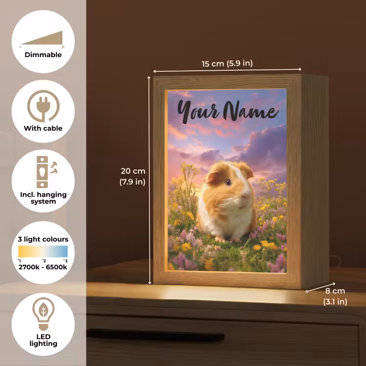 Cavia - Kleurrijk - Bloemen Light Box met kabel (Kinderlampje) klein -USP_EN