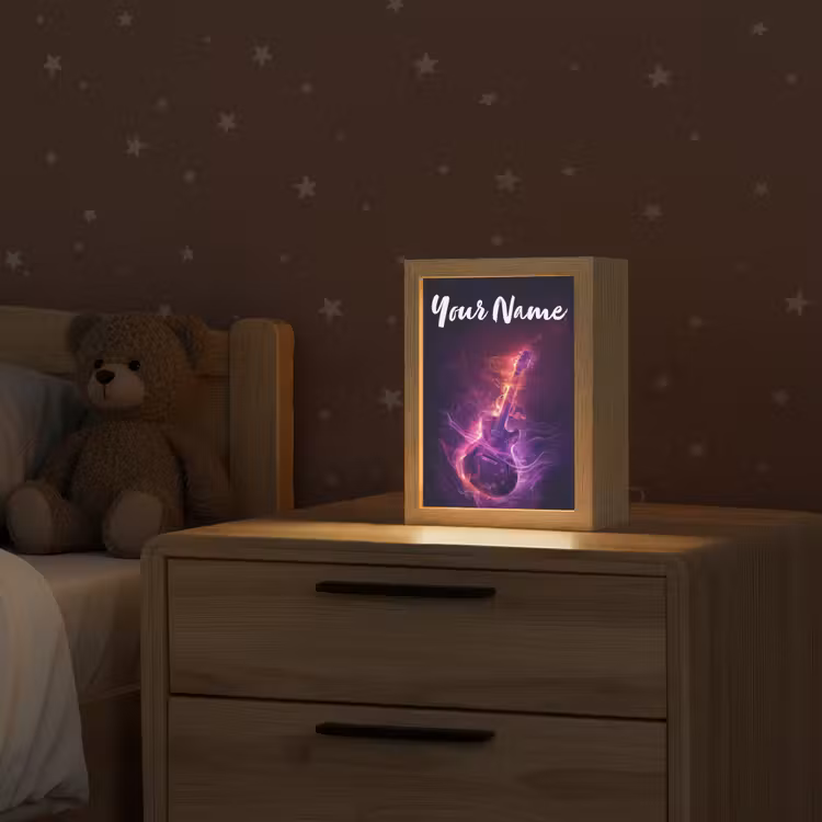 Gitaar - Muziek - Rook - Paars Light Box met kabel (Kinderlampje) klein -sfeer1_kind