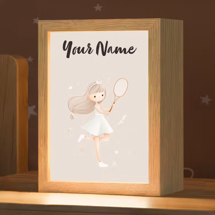 Haar - Meisje - Strik - Tennisracket Light Box met kabel (Kinderlampje) klein -zzz_3d_website