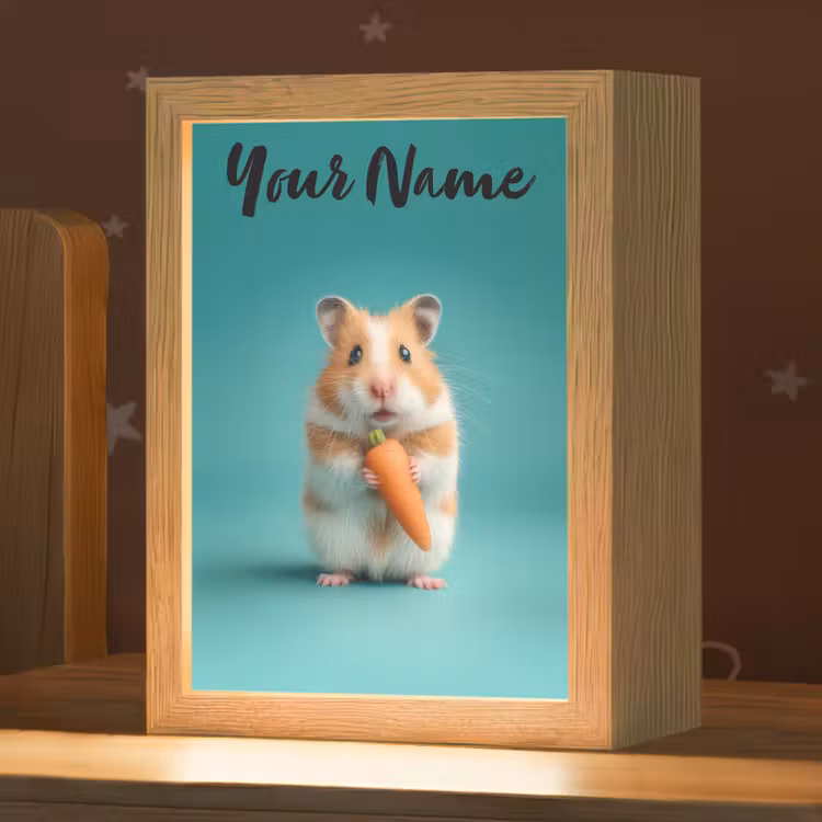 Hamster - Wortel - Blauw Light Box met kabel (Kinderlampje) klein -zzz_3d_website