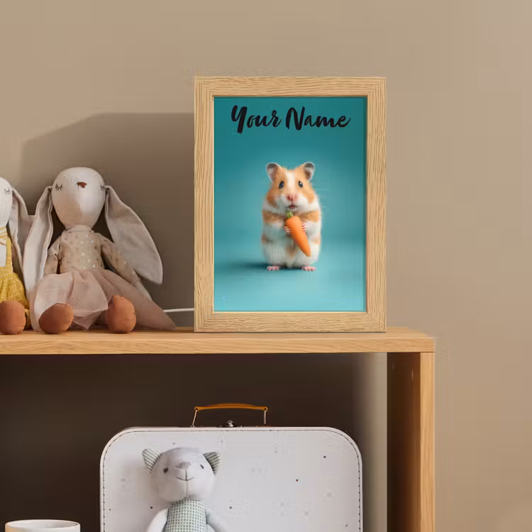 Hamster - Wortel - Blauw Light Box met kabel (Kinderlampje) klein -sfeer2_kind