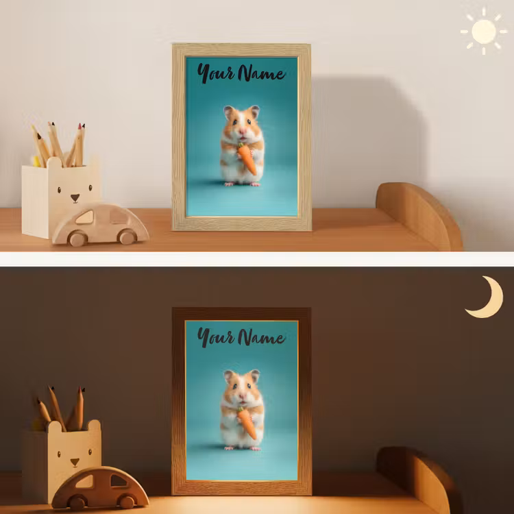 Hamster - Wortel - Blauw Light Box met kabel (Kinderlampje) klein -sfeer3_kind