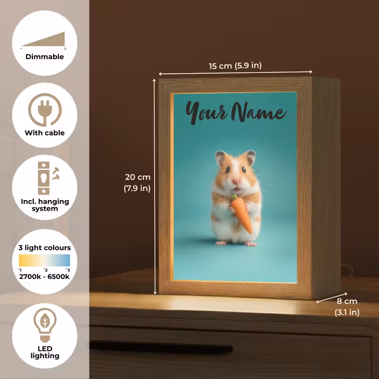 Hamster - Wortel - Blauw Light Box met kabel (Kinderlampje) klein -USP_EN