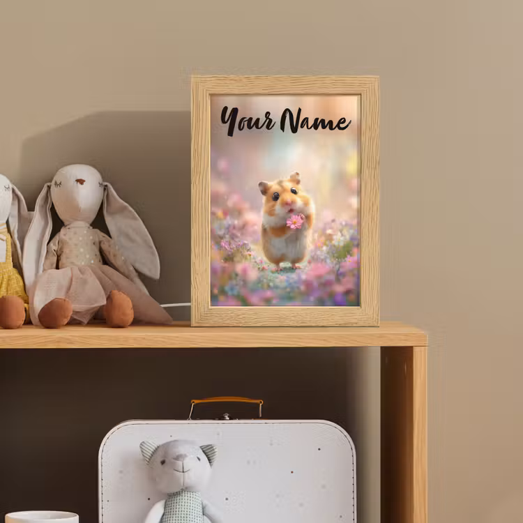 Hamster - Bloemen - Roze - Oranje Light Box met kabel (Kinderlampje) klein -sfeer2_kind