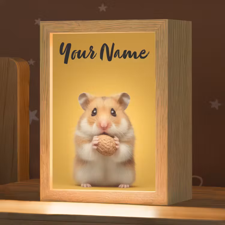 Hamster - Nootje - Geel - Knaagdier Light Box met kabel (Kinderlampje) klein -zzz_3d_website