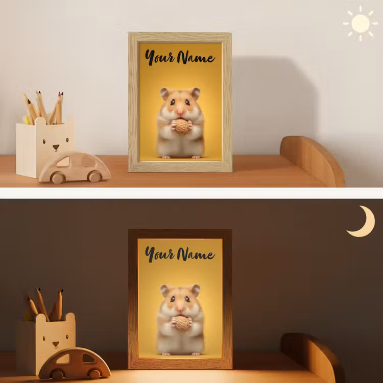 Hamster - Nootje - Geel - Knaagdier Light Box met kabel (Kinderlampje) klein -sfeer3_kind