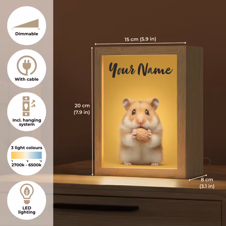 Hamster - Nootje - Geel - Knaagdier Light Box met kabel (Kinderlampje) klein -USP_EN