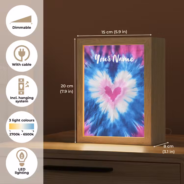 Hartje - Blauw - Tie Dye Light Box met kabel (Kinderlampje) klein -USP_EN