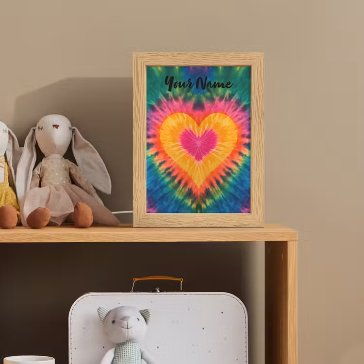 Hart - Kleurrijk - Regenboog - Tie Dye Light Box met kabel (Kinderlampje) klein -sfeer2_kind