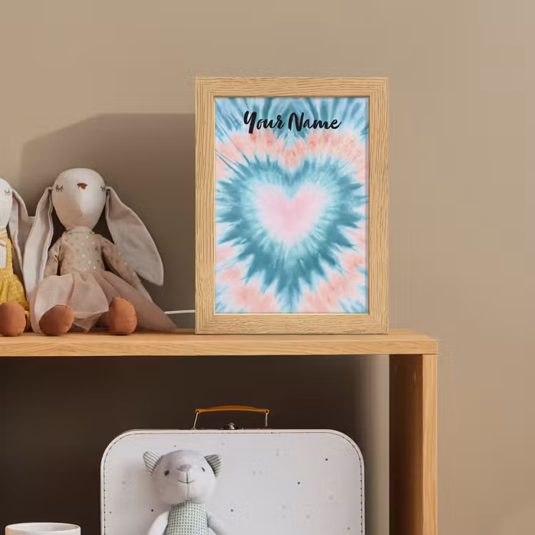 Hartvormig - Tie dye - Lichtblauw - Pasteltinten Light Box met kabel (Kinderlampje) klein -sfeer2_kind
