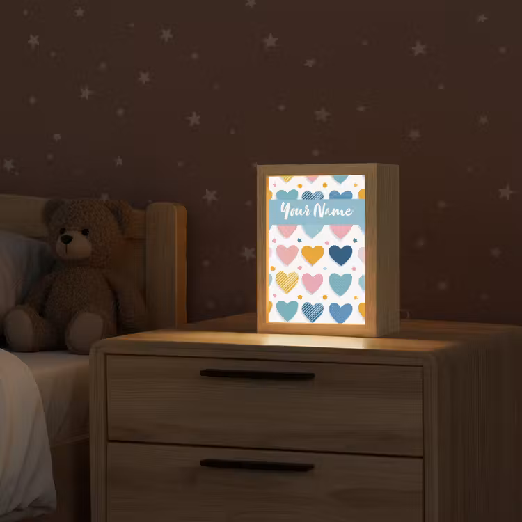 Hartjes - Pastel - Patroon Light Box met kabel (Kinderlampje) klein -sfeer1_kind