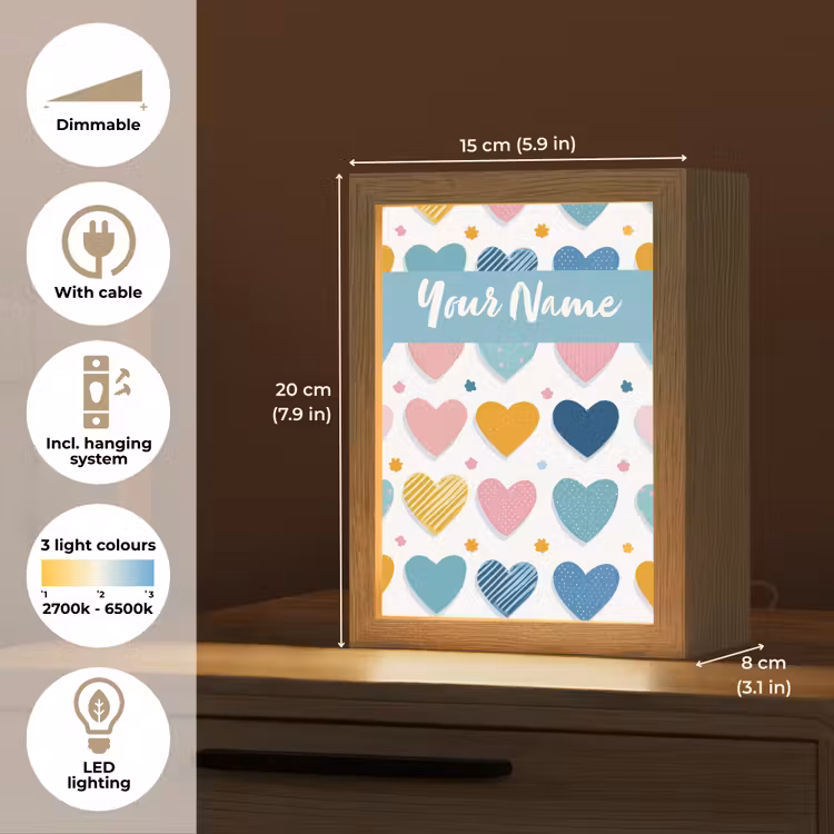 Hartjes - Pastel - Patroon Light Box met kabel (Kinderlampje) klein -USP_EN