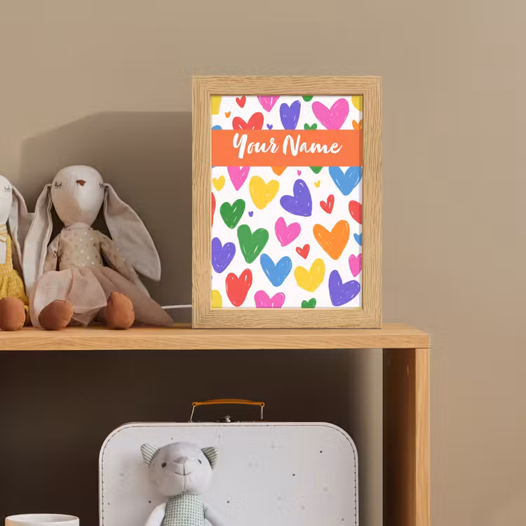 Hartjes - Patroon - Kleurrijk Light Box met kabel (Kinderlampje) klein -sfeer2_kind