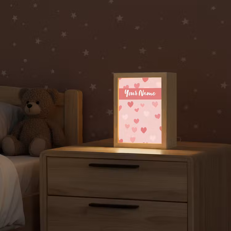 Hartjes - Patroon - Roze Light Box met kabel (Kinderlampje) klein -sfeer1_kind