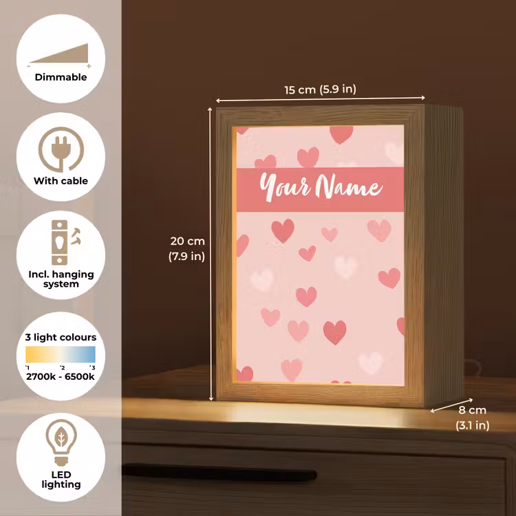 Hartjes - Patroon - Roze Light Box met kabel (Kinderlampje) klein -USP_EN