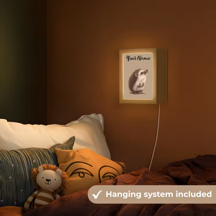 Egel - Snuitje - Bruin - Stekels Light Box met kabel (Kinderlampje) klein -sfeer5_kind_EN