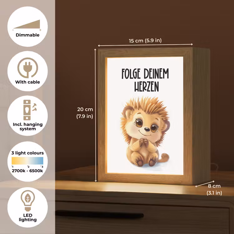 Egel - Wit - Dieren - Quote - Hart Light Box met kabel (Kinderlampje) klein -USP_EN