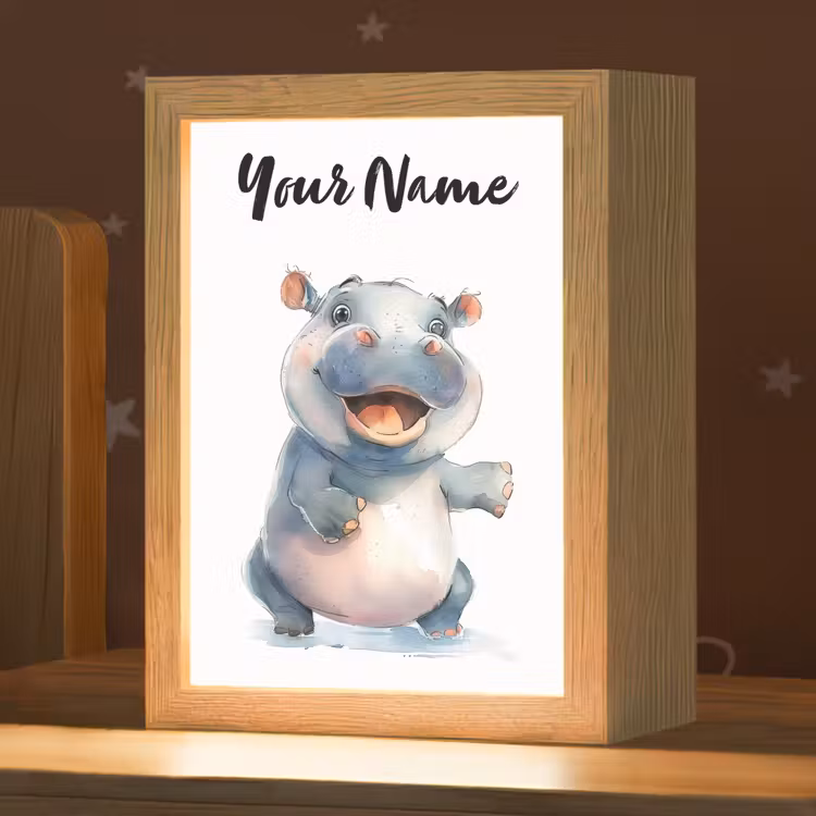 Nijlpaard - Baby dier - Dieren Light Box met kabel (Kinderlampje) klein -zzz_3d_website