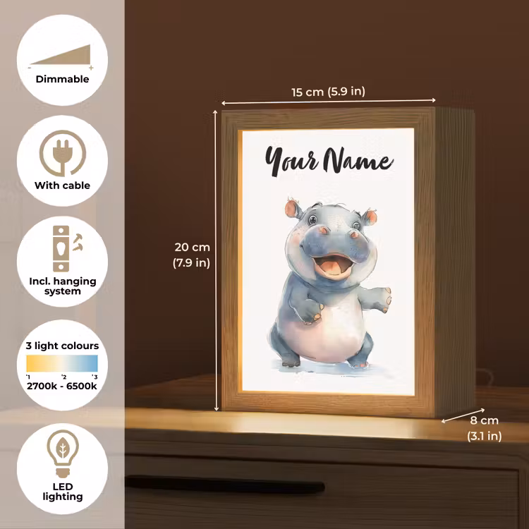 Nijlpaard - Baby dier - Dieren Light Box met kabel (Kinderlampje) klein -USP_EN