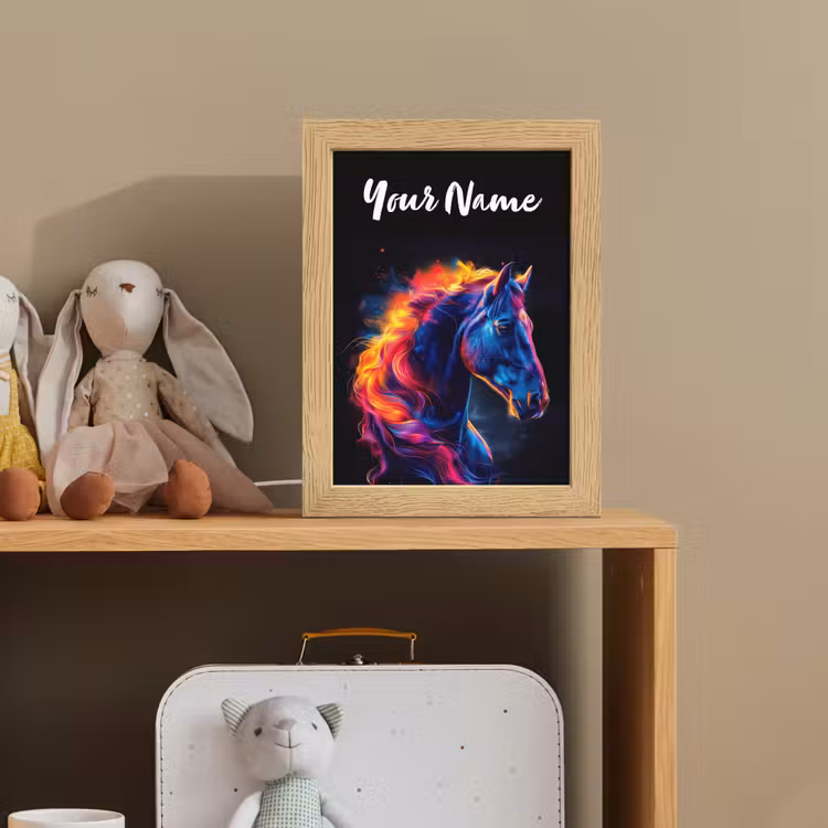 Paard - Dier - Rook - Zwart - Kleuren Light Box met kabel (Kinderlampje) klein -sfeer2_kind