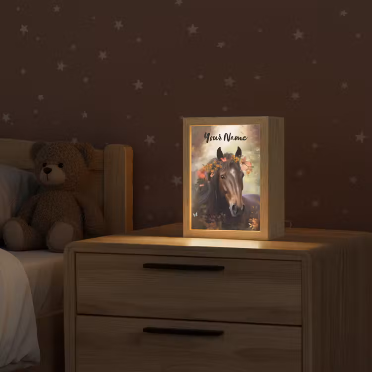 Paard - Dieren - Bloemen - Bos - Vlinder Light Box met kabel (Kinderlampje) klein -sfeer1_kind