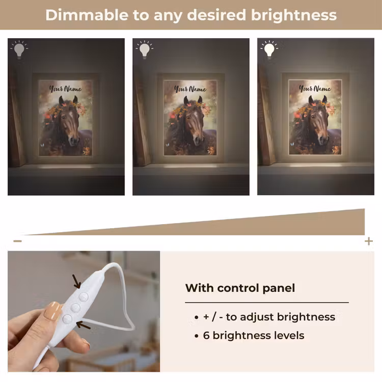 Paard - Dieren - Bloemen - Bos - Vlinder Light Box met kabel (Kinderlampje) klein -USP_dimbaarEN