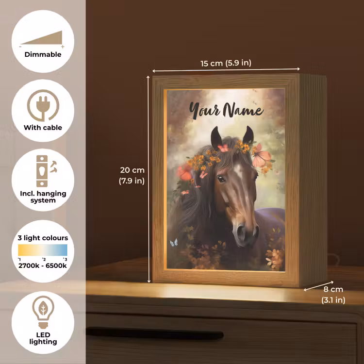 Paard - Dieren - Bloemen - Bos - Vlinder Light Box met kabel (Kinderlampje) klein -USP_EN