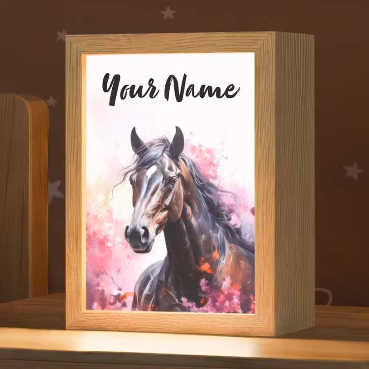 Paard - Dieren - Meisje - Roze Light Box met kabel (Kinderlampje) klein -zzz_3d_website