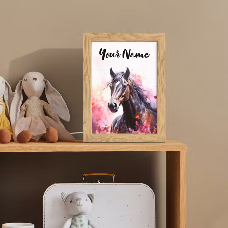 Paard - Dieren - Meisje - Roze Light Box met kabel (Kinderlampje) klein -sfeer2_kind