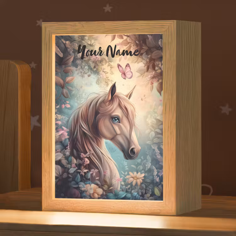 Paard - Bloemen - Vlinders Light Box met kabel (Kinderlampje) klein -zzz_3d_website