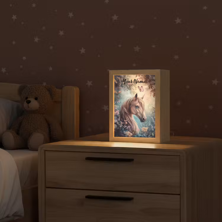 Paard - Bloemen - Vlinders Light Box met kabel (Kinderlampje) klein -sfeer1_kind