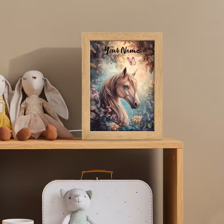 Paard - Bloemen - Vlinders Light Box met kabel (Kinderlampje) klein -sfeer2_kind