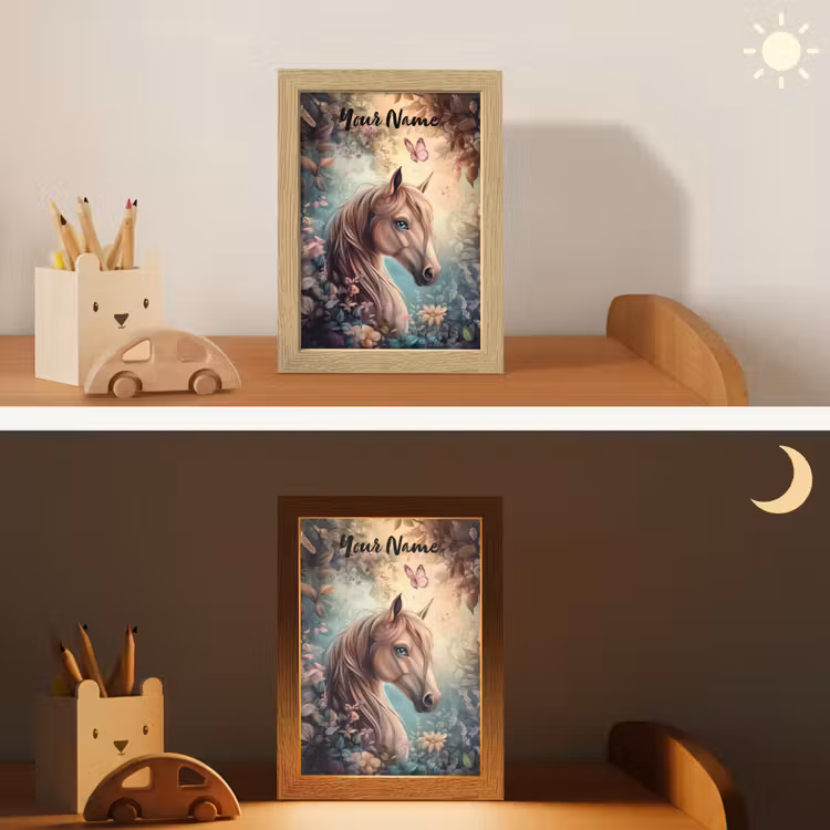 Paard - Bloemen - Vlinders Light Box met kabel (Kinderlampje) klein -sfeer3_kind