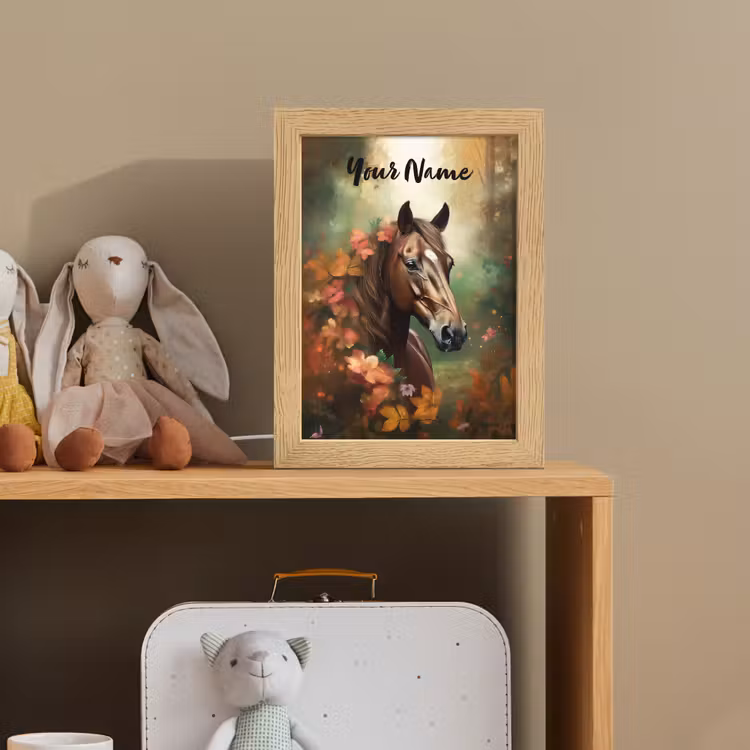 Paard - Bloemen - Natuur - Dieren - Bos - Oranje Light Box met kabel (Kinderlampje) klein -sfeer2_kind