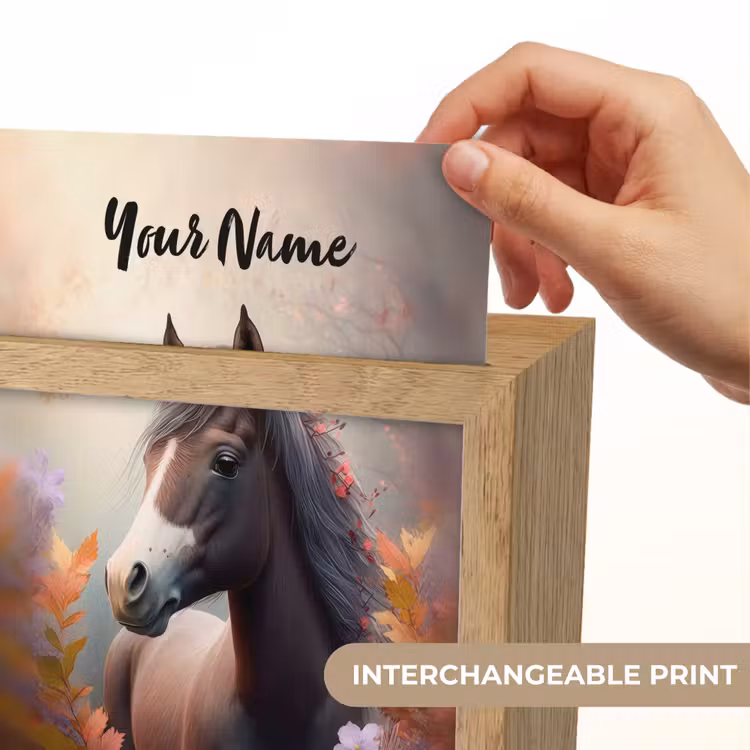 Paard - Bloemen - Natuur - Paars - Dieren Light Box met kabel (Kinderlampje) klein -USP_websiteprintEN