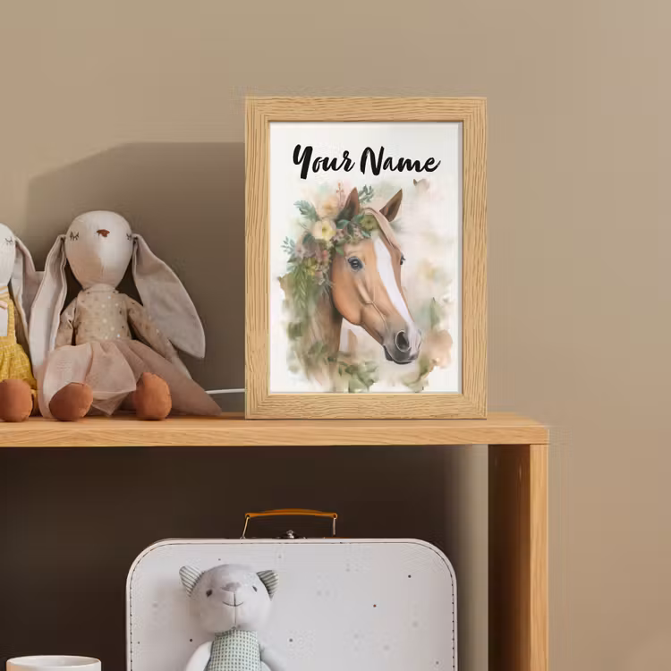 Paard - Bloemen - Natuur - Waterverf - Dieren Light Box met kabel (Kinderlampje) klein -sfeer2_kind
