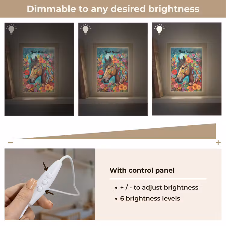 Paard - Bloemen - Schilderij - Natuur - Verf Light Box met kabel (Kinderlampje) klein -USP_dimbaarEN