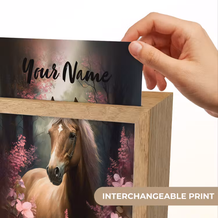 Paard - Bloemen - Roze - Natuur - Bos Light Box met kabel (Kinderlampje) klein -USP_websiteprintEN