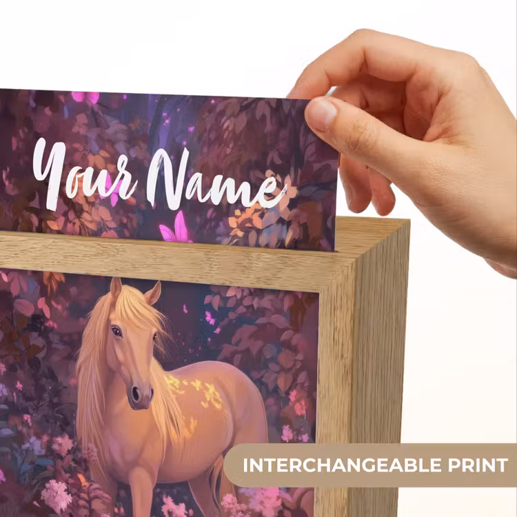 Paard - Bloemen - Paars - Vlinder Light Box met kabel (Kinderlampje) klein -USP_websiteprintEN