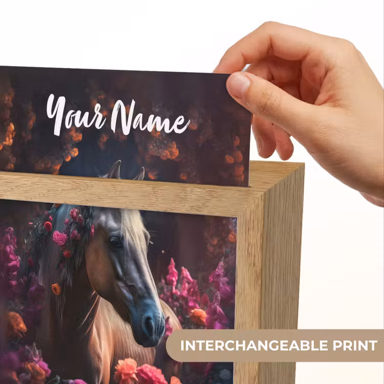 Paard - Bloemen - Paars - Oranje - Dieren Light Box met kabel (Kinderlampje) klein -USP_websiteprintEN