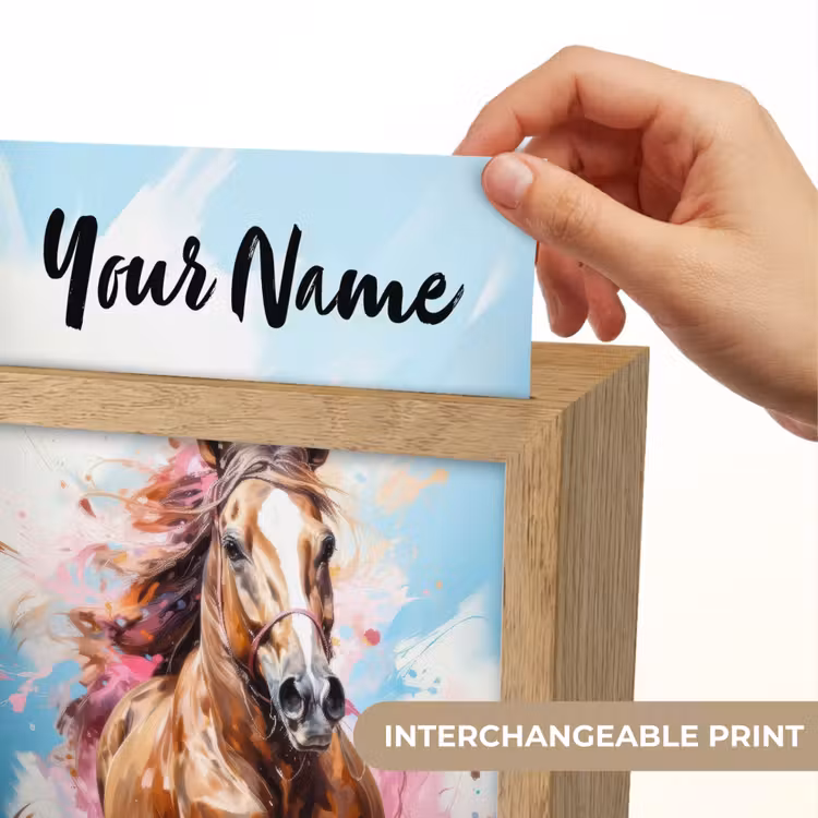Paard - Meisjes - Blauw - Roze Light Box met kabel (Kinderlampje) klein -USP_websiteprintEN