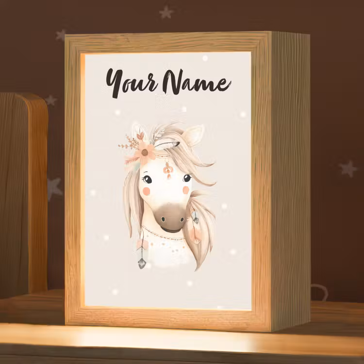 Paard - Manen - Bloemen - Stippen Light Box met kabel (Kinderlampje) klein -zzz_3d_website