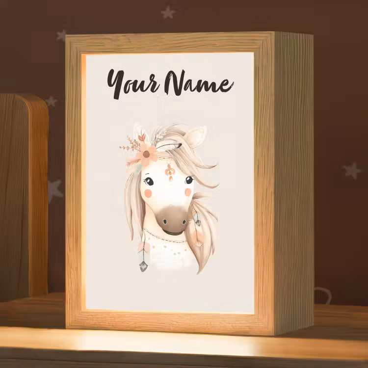 Paard - Manen - Bloemen - Veren Light Box met kabel (Kinderlampje) klein -zzz_3d_website