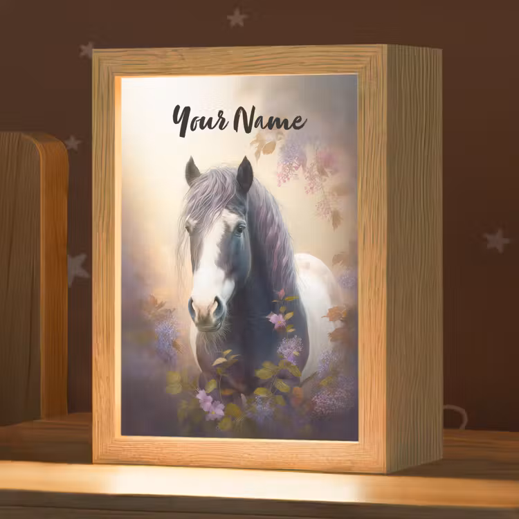 Paard - Natuur - Dieren - Bloemen - Paars Light Box met kabel (Kinderlampje) klein -zzz_3d_website