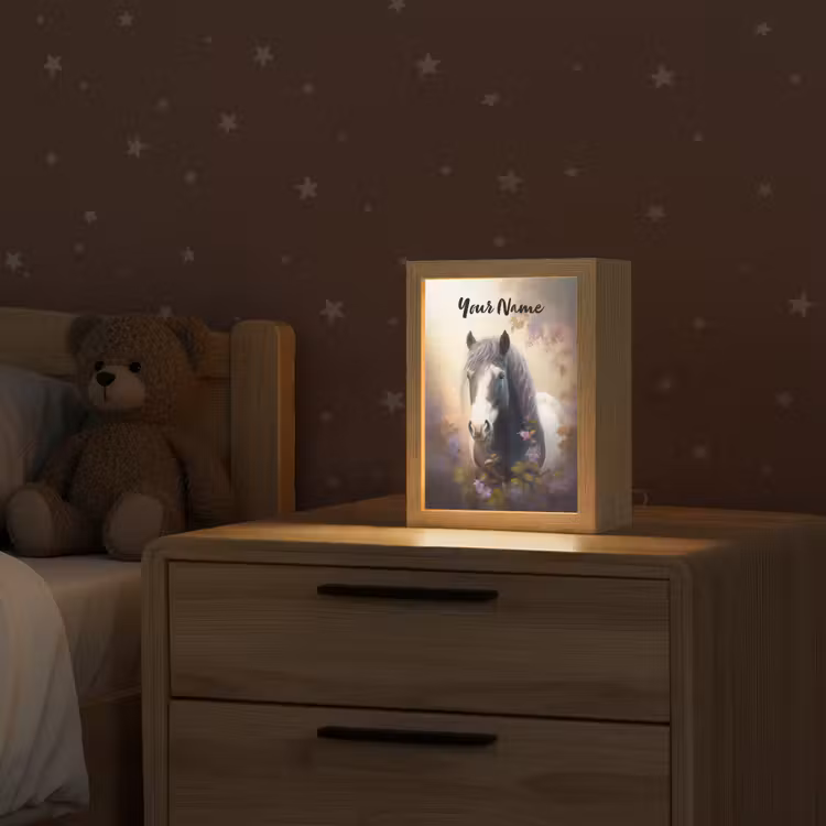 Paard - Natuur - Dieren - Bloemen - Paars Light Box met kabel (Kinderlampje) klein -sfeer1_kind