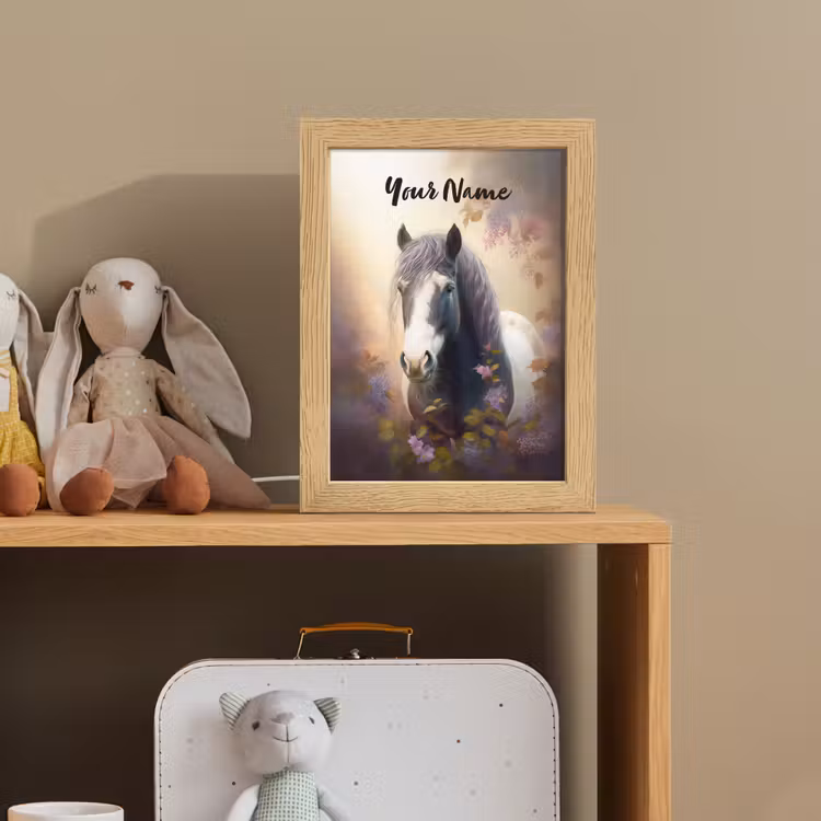 Paard - Natuur - Dieren - Bloemen - Paars Light Box met kabel (Kinderlampje) klein -sfeer2_kind