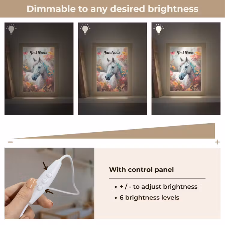 Paard - Natuur - Bloemen - Dieren - Bos Light Box met kabel (Kinderlampje) klein -USP_dimbaarEN
