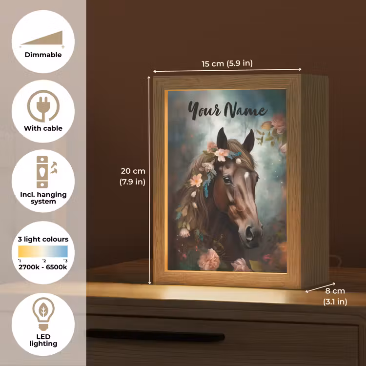 Paard - Natuur - Bloemen - Dieren - Bos Light Box met kabel (Kinderlampje) klein -USP_EN