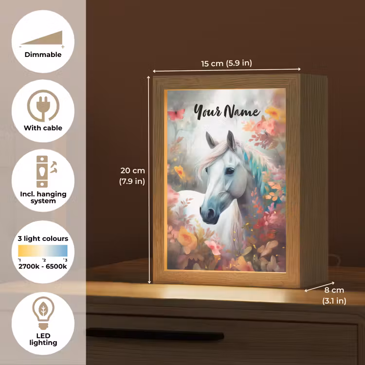 Paard - Natuur - Bloemen - Dieren - Bos Light Box met kabel (Kinderlampje) klein -USP_EN