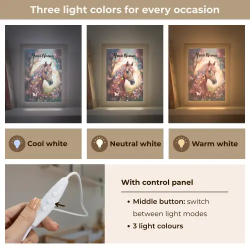 Paard - Natuur - Bloemen - Vlinders - Bos Light Box met kabel (Kinderlampje) klein -USP_lichtkleurEN